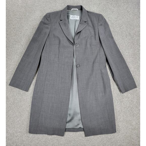 Versione Longline Trench Suit Jacket Womens 4 Gray Wool Lightweight Career Italy - Picture 1 of 16